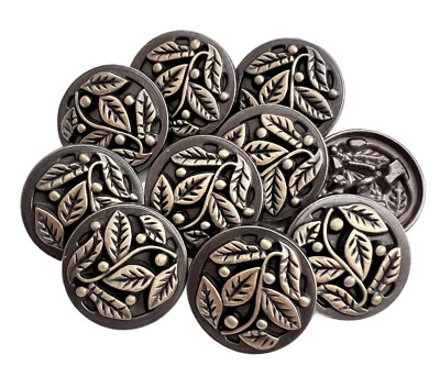 PEPPERLONELY 10PC Antiqued Bronze Leave Vines Metal Buttons with Shank 25mm 1 Inch