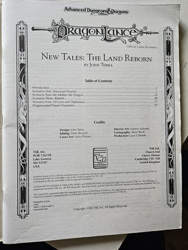 Libro Módulo Dragonlance The Land Reborn New Tales mazmorras y dragones AD&D RPG - Imagen 4 de 11