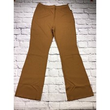 Abound Womens Ribbed Knit Flare Tan Elastic Waist Pull On Pants Size Medium