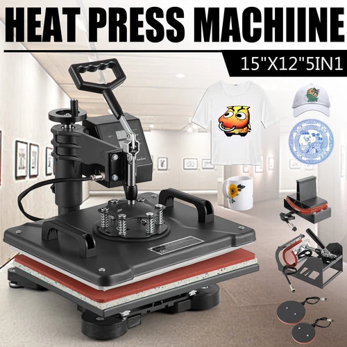 15"x12" 5 in 1 T-Shirt Heat Press Machine Digital Transfer Sublimation Plate Mug