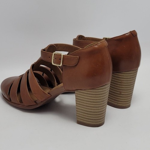 Clarks Women's Ciera Gull T-Strap Leather Gladiator Ankle Strap Heel Sandals 8 - Picture 12 of 12