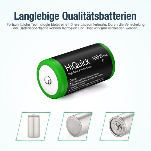HiQuick 1,2 V NI-MH Wiederaufladbarer 5000/10000mAh Batterie /LCD Akku Ladegerät - Bild 10 von 34