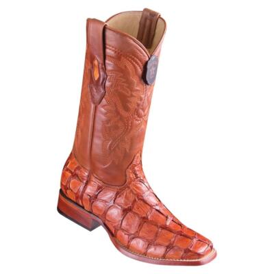 Los Altos PIRARUCU FISH COGNAC SQUARE Toe Handmade WESTERN BOOT EE 8221003
