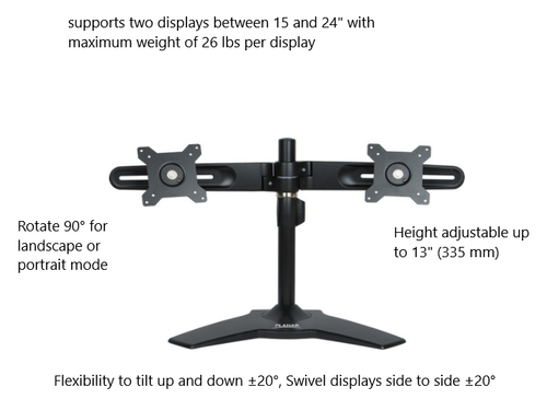 Planar AS2 Dual Monitor Stand - Black 