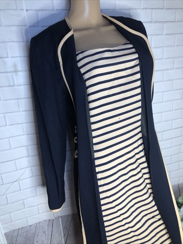 Vintage 1990s Dress Size 8 Rayon Blend Danny & Nicole Black Striped - Picture 7 of 11