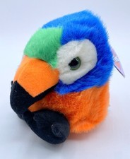 -Q BEANIE PUFFKINS WITH TAG 1994 PLUSH TOY 6687 SQUAWK TROPICAL PARROT BIRD