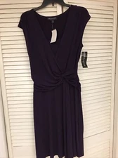 Connected Apparel Sz 10 Sleevelss Fit N Flare Dress, Eggplant, NWT $60