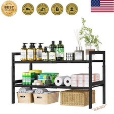 Versatile Metal Under Sink Organizer with Customizable Heights Easy Assembly