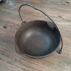 Vintage Griswold Cast Iron Patty Bowl Large Block Logo & Wire Bail Handle PN 871
