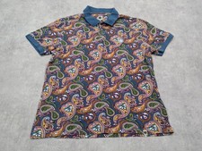 Pretty Green Polo Shirt Mens L Paisley Outdoor Golf All Over Mod Casual Retro