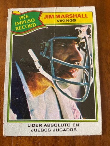 Jim Marshall #452 1977 Topps Mexican card