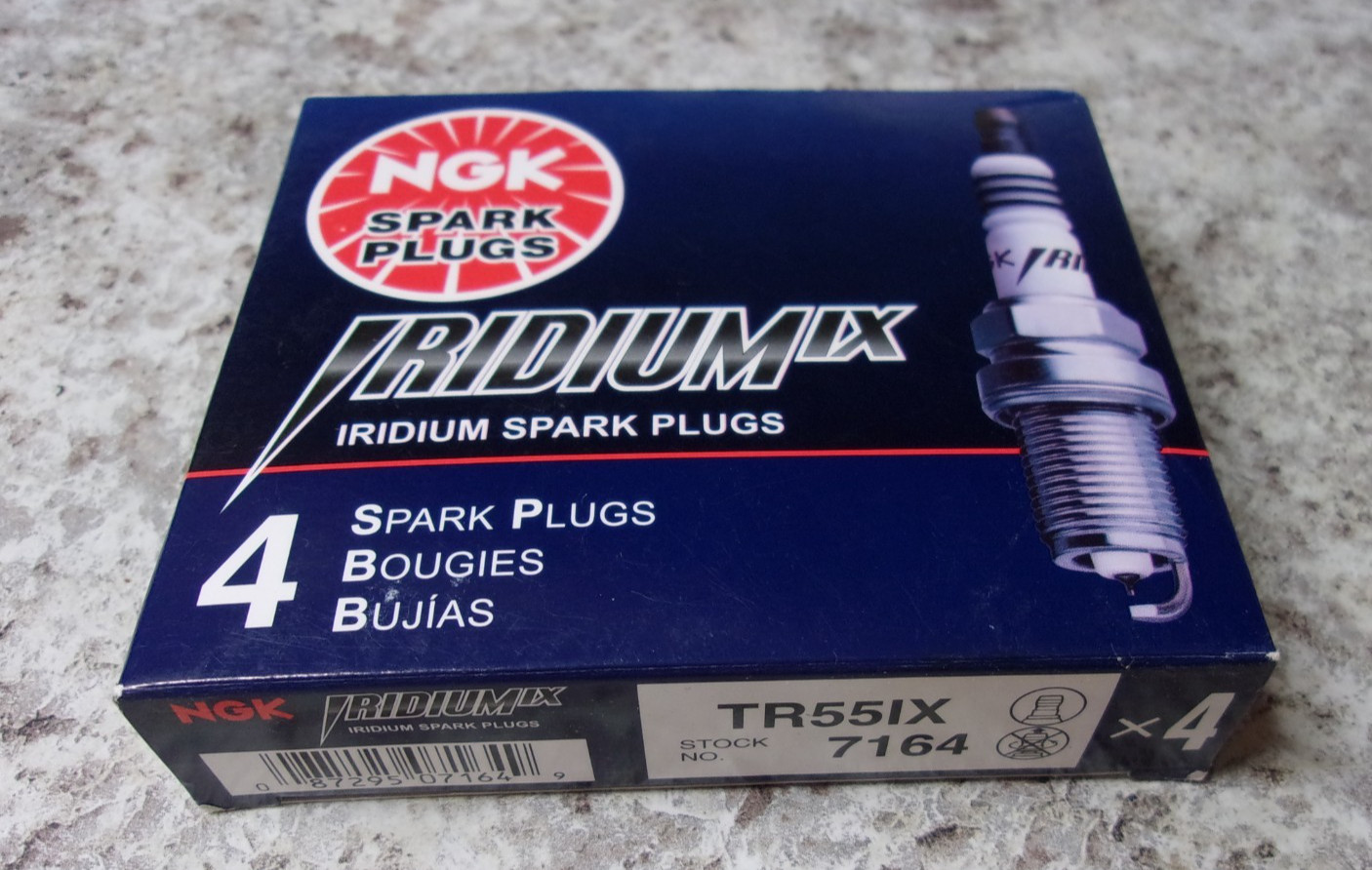 Box of 4 NGK TR55IX Iridium Automotive Spark Plugs. Part TR55IX 7164 Fast Ship