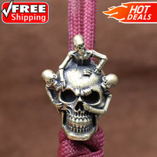 Skeleton Skull Brass Knife Bead EDC Paracord Lanyard DIY Outdoor Charm Pendant