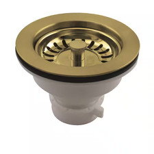 High Density Sink Strainer with Push/Pull Strainer Basket in Polished Brass for