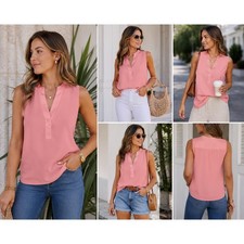 Banana Republic Silk Blouse Top Coral Sleeveless V Neck Size M