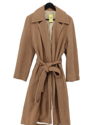 Helmut Lang Women's Coat S Tan Wool with Other, Viscose, Polyester Overcoat