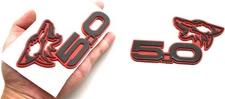 NEW! 2 PACK Custom Coyote 5.0 Emblems for Mustang, Left/Right Doors (Redline)