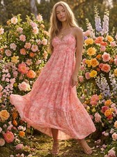 Altar'd State Kezian Floral Tiered Maxi Dress - Pink Floral Summer Sundress