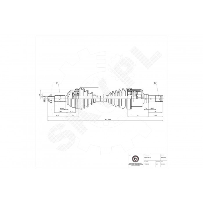 Arbre de transmission cardan avant gauche 1132509 essence et diesel