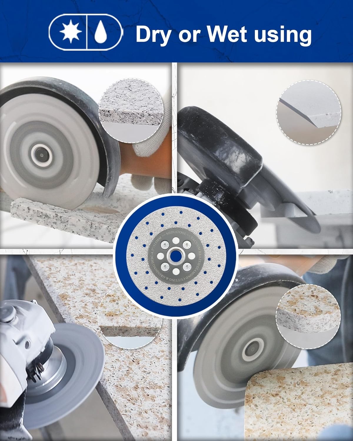 SHDIATOOL 4-1/2 Inch Diamond Cutting Grinding Disc Fits inch, Grey 