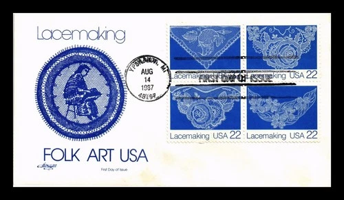 DR JIM STAMPS US COVER LACEMAKING FDC SETENANT THERMOGRAPHED ARTMASTER
