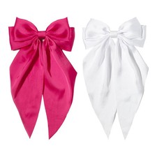 Furling Pompoms Hot Pink Bows Hair Clips for Women Large Bow Clip Color A