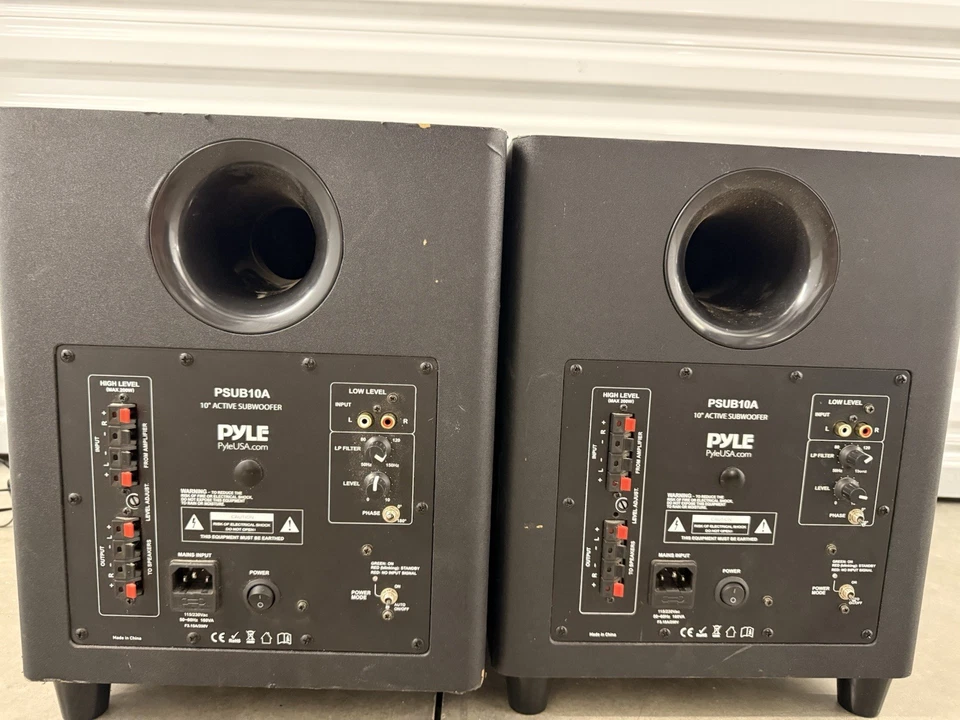 Pyle PSUB10A 10” Active Powered Subwoofer Lot of 2 – Tested, Works - Изображение 4 из 4