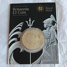 The Royal Mint 2008 UK Britannia £2 1oz Silver 0.958 Bullion Coin Uncertified