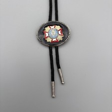 Vintage Veterans of Foreign Wars VFW Bolo Tie Metal & Enamel