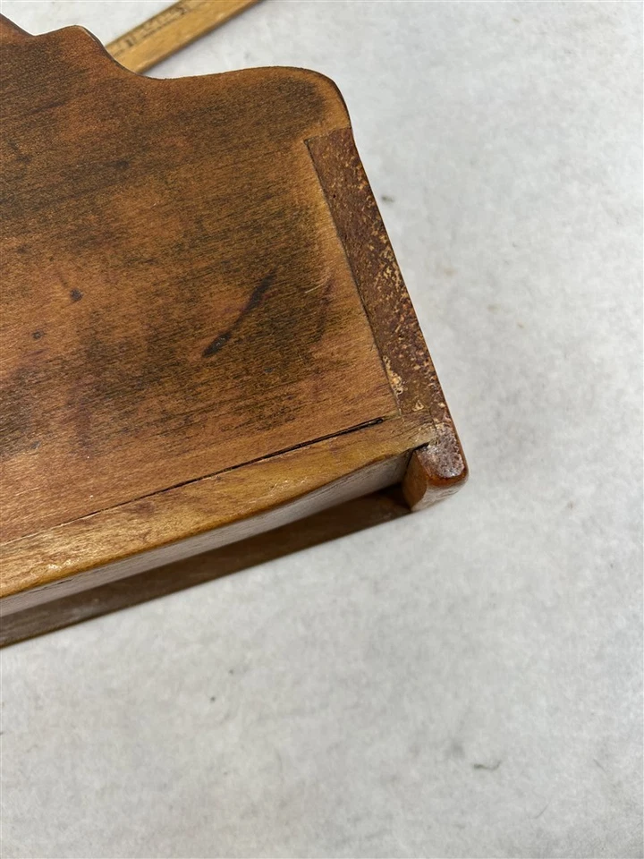 antique  wall box wood dovetailed 13x4 x3.5 handmade early primitive original - Image 2 of 4