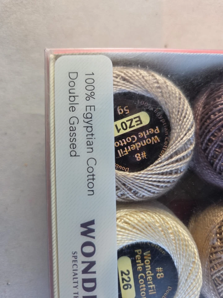 Wonderfil Eleganza 100% Egyptian Cotton 12 Ball Set #8 Perle Cotton Neutral New - Image 4 of 4