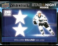 2021-22 UD Credentials #2SR-3 William Eklund Star of the Night: Second * Rookies