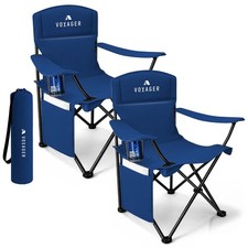 Voyager Camping Chair Lightweight Portable with Pocket and Drinks Holder 2 Pack