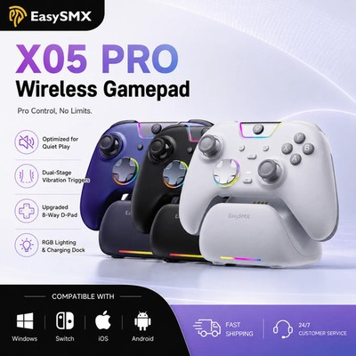EasySMX X05 Pro Wireless Gaming Controller with Hall Joysticks, 1000Hz Polling G