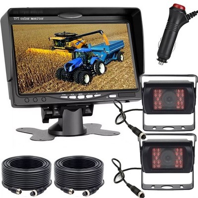 7'' HD Screen Monitor Dual IR Reverse CCD 4PIN Camera for Truck Caravan Trailer