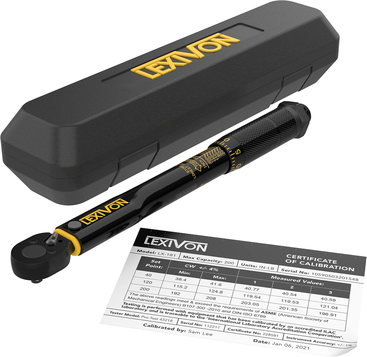 LEXIVON Inch Pound Torque Wrench 1/4-Inch Drive | 20~200 In-Lb
