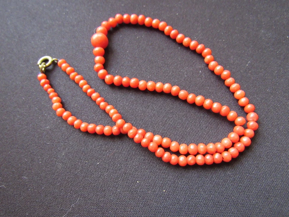 Ancien Collier Enfant Perles véritable Corail - Genuine Coral Pearl Necklace - Photo 2/2