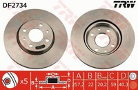 2X Trw DF2734 Bremsscheibe FüR Alfa Romeo CitroËN Passend FüR Fiat Lancia