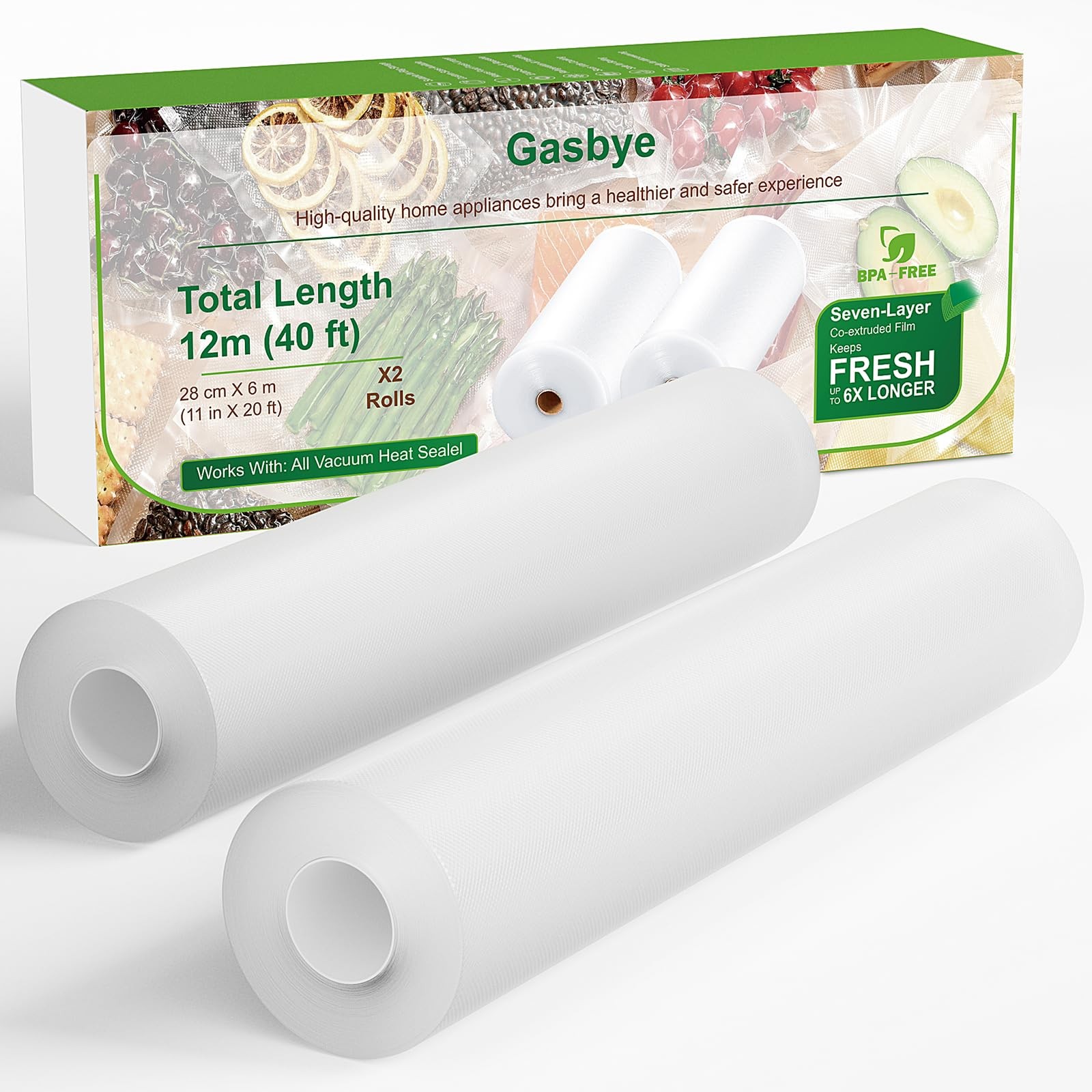 BPA-Free Vacuum Sealer Bags 2 Pack 11x20ft Rolls Commercial Grade