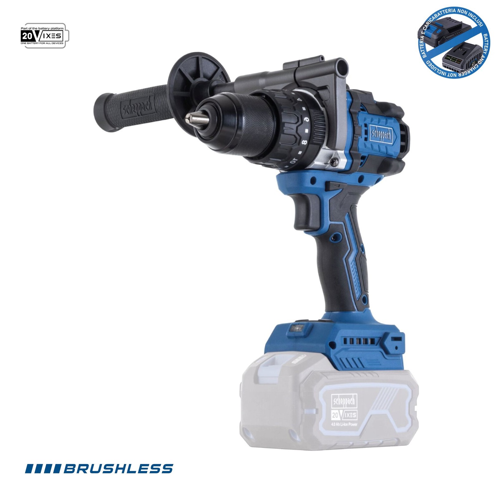 Trapano Avvitatore Percussione 20V 150Nm Brushless Scheppach bc-cd150-x