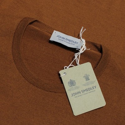 John Smedley NWT Marcus Pullover Crew Neck Sweater Size XL in Brown 100% Wool