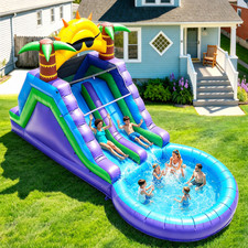 26FT Commercial Full PVC Inflatable Bounce House Dual Water Slide for Kids Adult