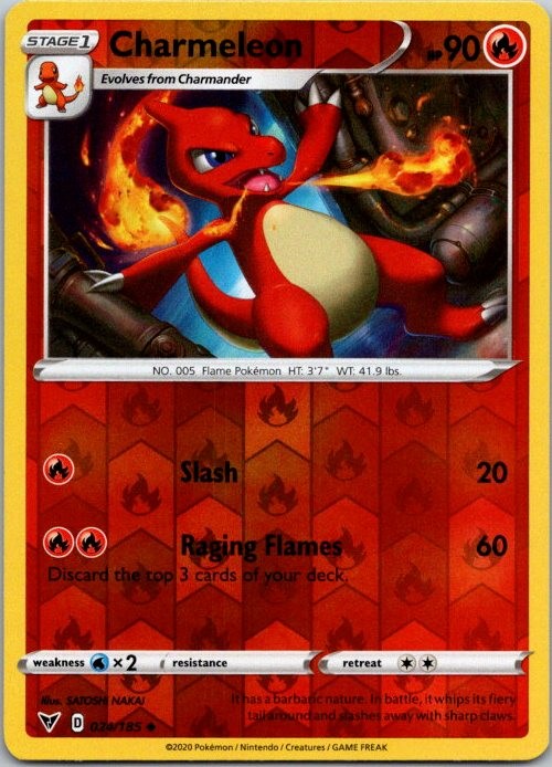 Charmeleon Reverse Holo Uncommon SWSH04: Vivid Voltage 024/185 NM