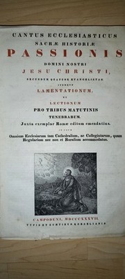 Rare 1837 Cantus Ecclesiasticus Catholic Passion Gregorian Chant Sheet Music