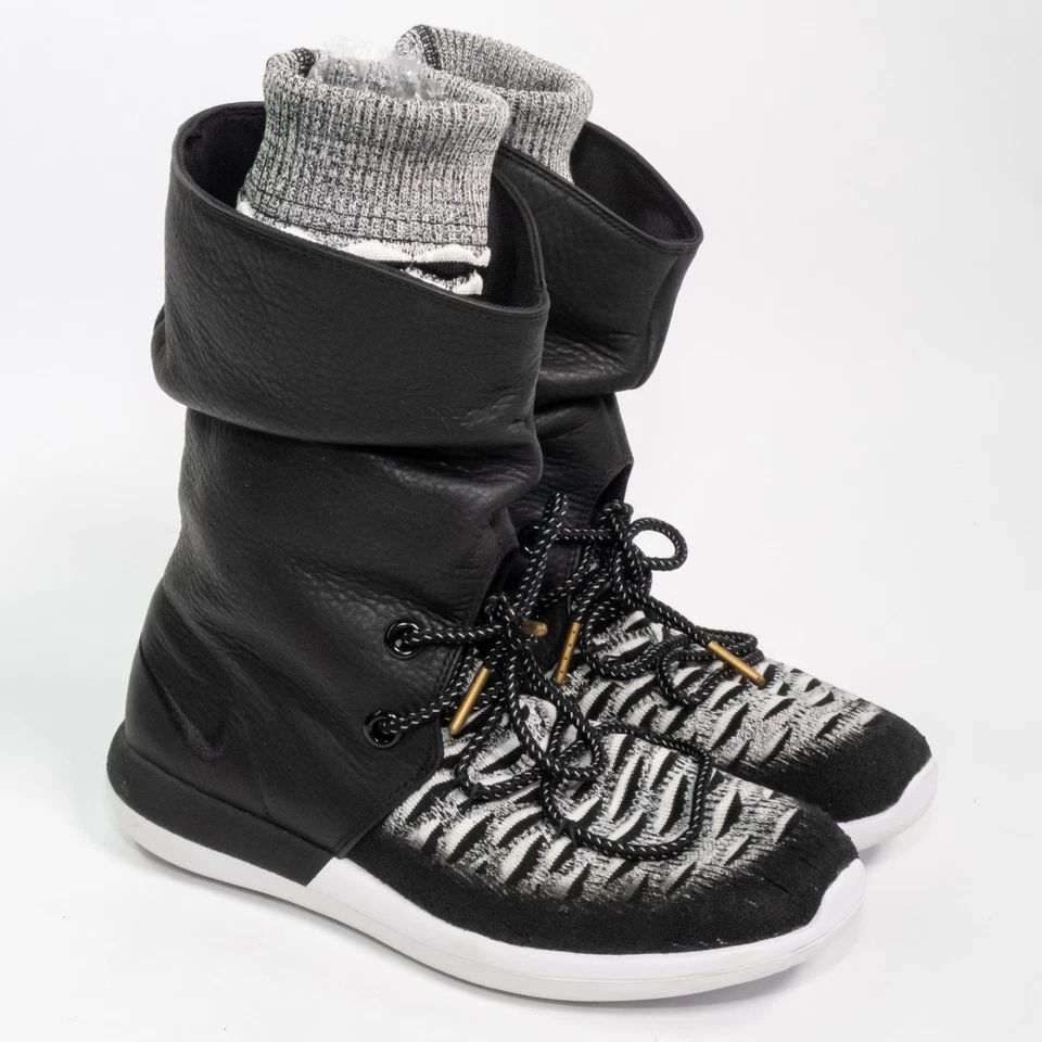 Nike Roshe Two HI Flyknit Black/White Women's SneakerBoot Size 7.5 861708-002 - Image 3 of 4