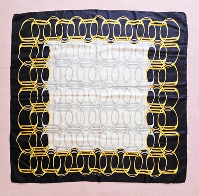 Gucci Silk Scarf Chain Link Motif 33  Square Vintage Geometric MCM Abstract