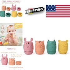 Toddler Bath Toy Set with 4 Animal Shapes for Fine Motor Skill Development