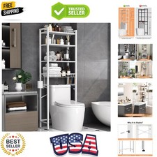 Over-The-Toilet Storage Rack, 4-Tier Bathroom Organizer Shelf Over Toilet wit...