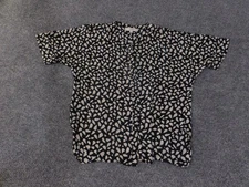 LOFT Shirt Womens Medium Abstract Print Short Sleeve Button Blouse Top