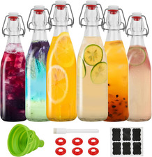 Swing Top Glass Bottles 16Oz,Glass Beer Bottles with Airtight Caps for Home B...